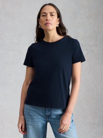 White Stuff Abbie Cotton T-Shirt, Dark Navy