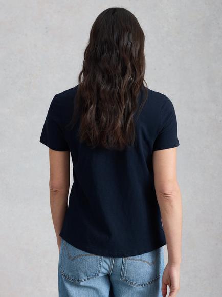 White Stuff Abbie Cotton T-Shirt - view 2, Dark Navy