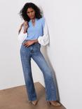 Mint Velvet Seam Detail Wide Leg Jeans, Indigo