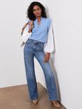 Mint Velvet Seam Detail Wide Leg Jeans, Indigo