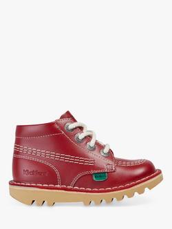 Kickers Kids' Kick Hi Zip Leather Boots, Red