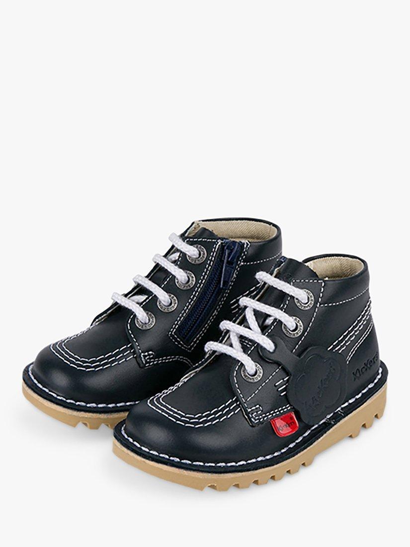 Product image 2 of 4, which shows Kickers Kids' Kick Hi Zip Leather Boots, Navy, EU23