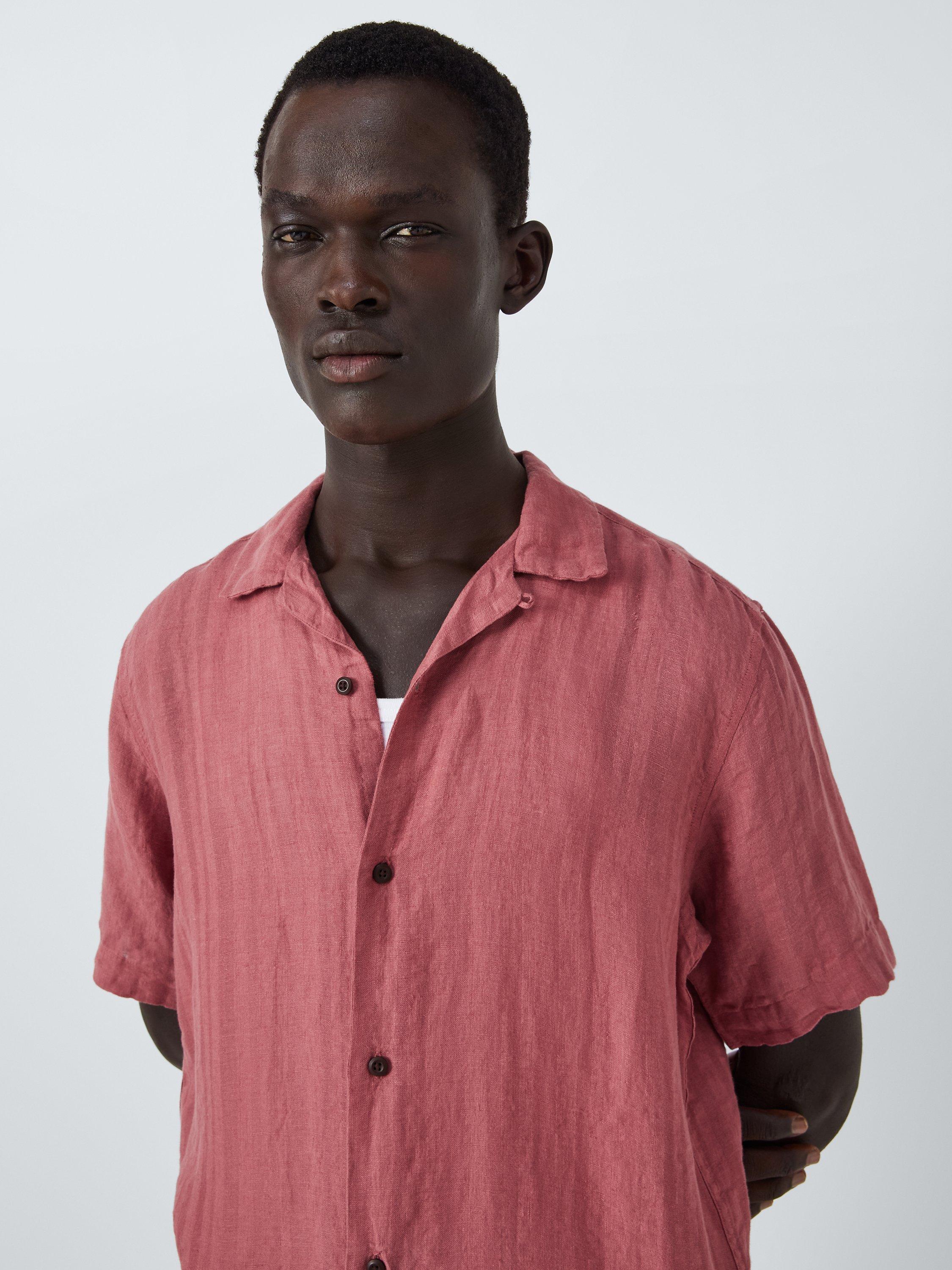 Product image 5 of 6, which shows John Lewis Blistered Texture Revere Collar Shirt, Rose, XL