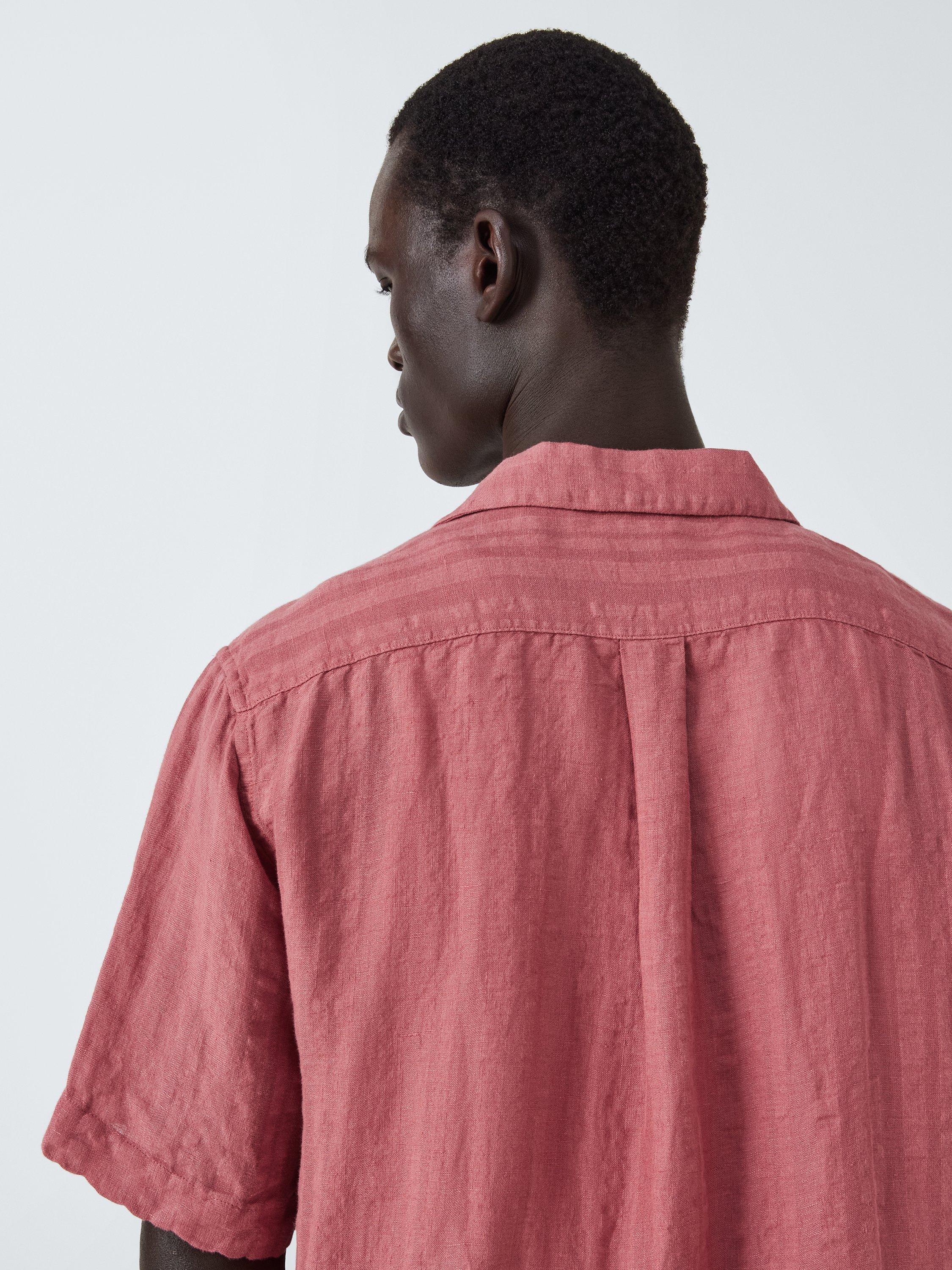 Product image 6 of 6, which shows John Lewis Blistered Texture Revere Collar Shirt, Rose, XL