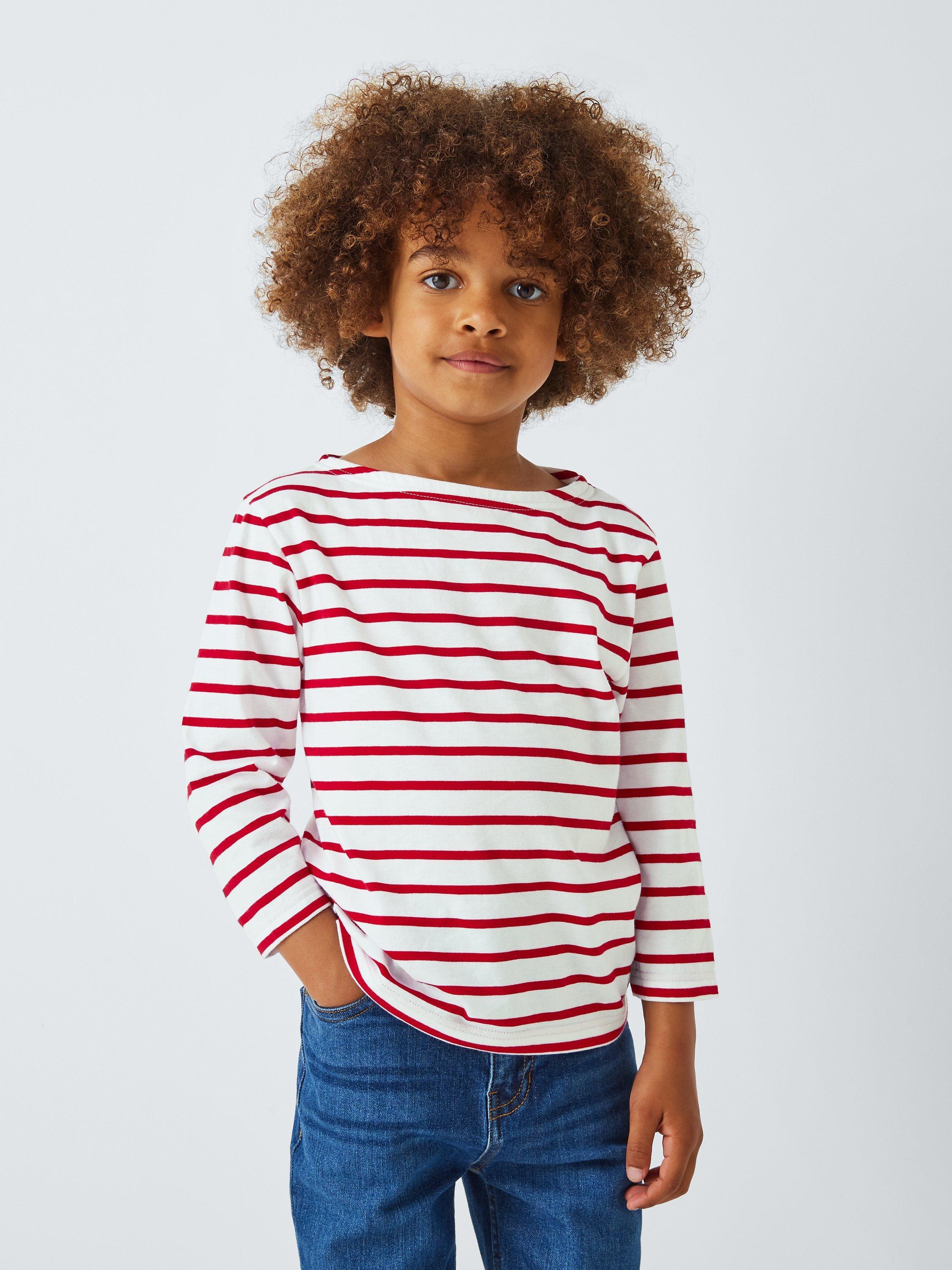 Product image 3 of 10, which shows Armor Lux Kids' Long Sleeve 3/4 Stripe Top, Red/White, 4 years