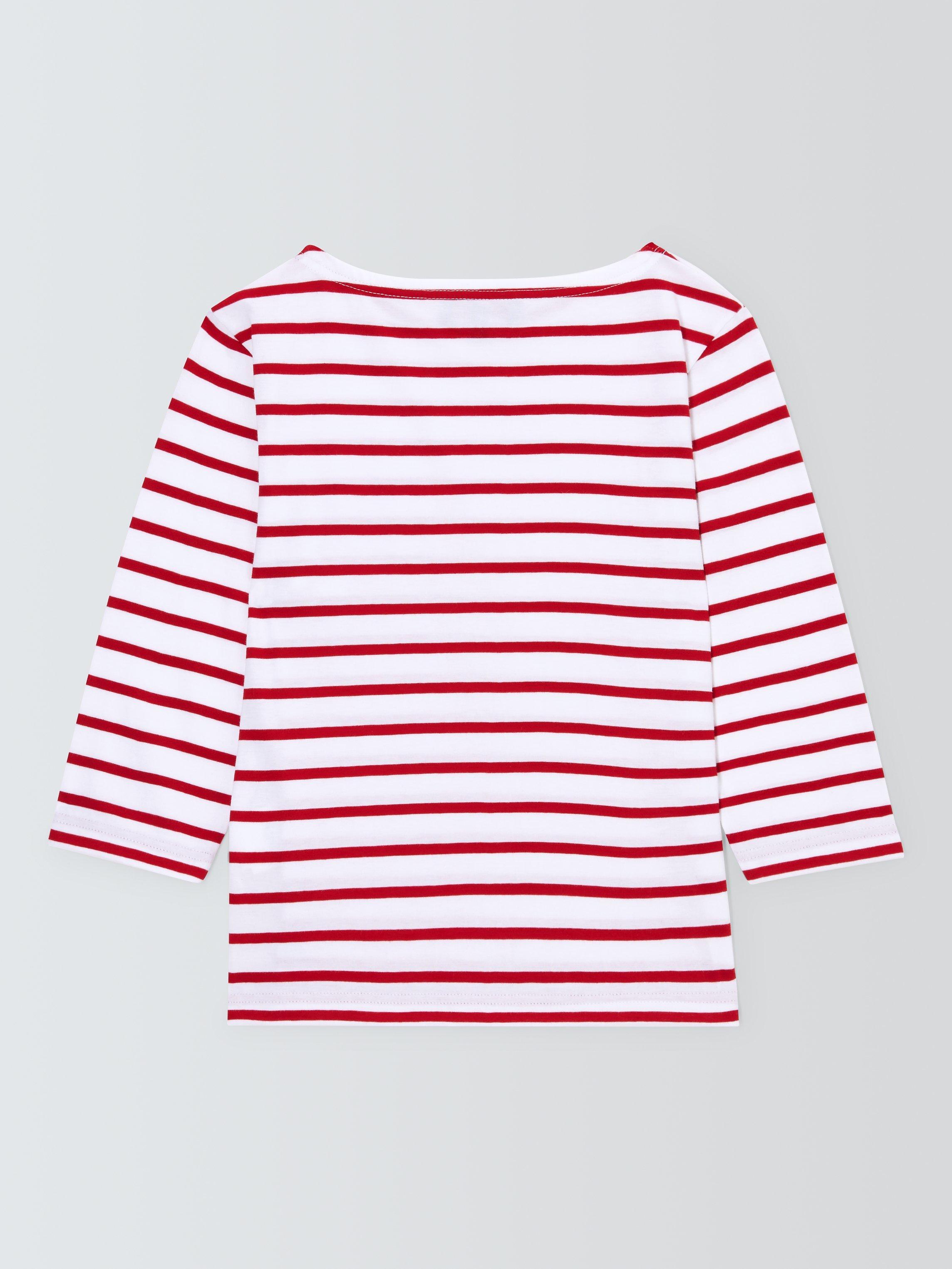 Product image 8 of 10, which shows Armor Lux Kids' Long Sleeve 3/4 Stripe Top, Red/White, 4 years