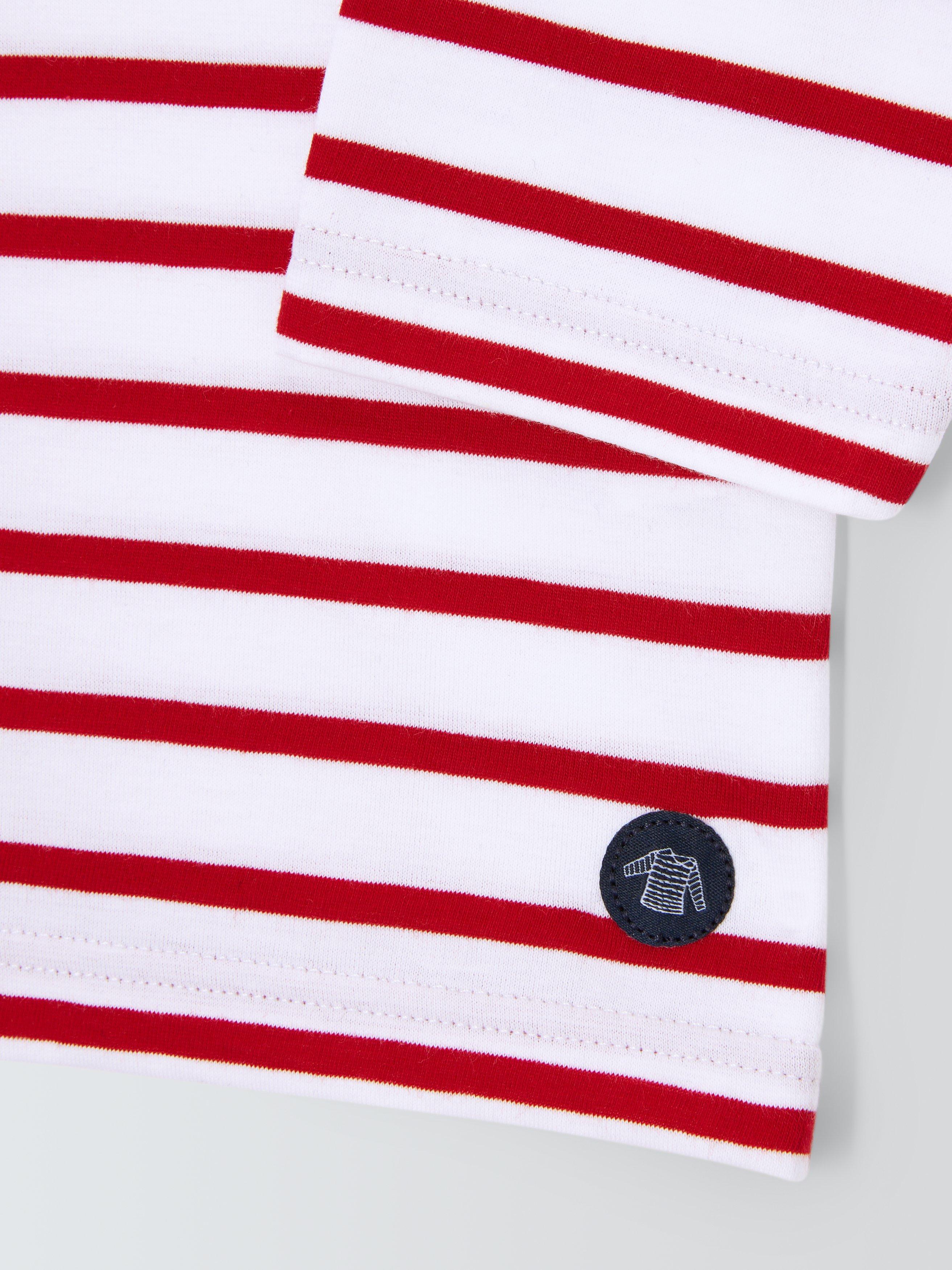 Product image 10 of 10, which shows Armor Lux Kids' Long Sleeve 3/4 Stripe Top, Red/White, 4 years
