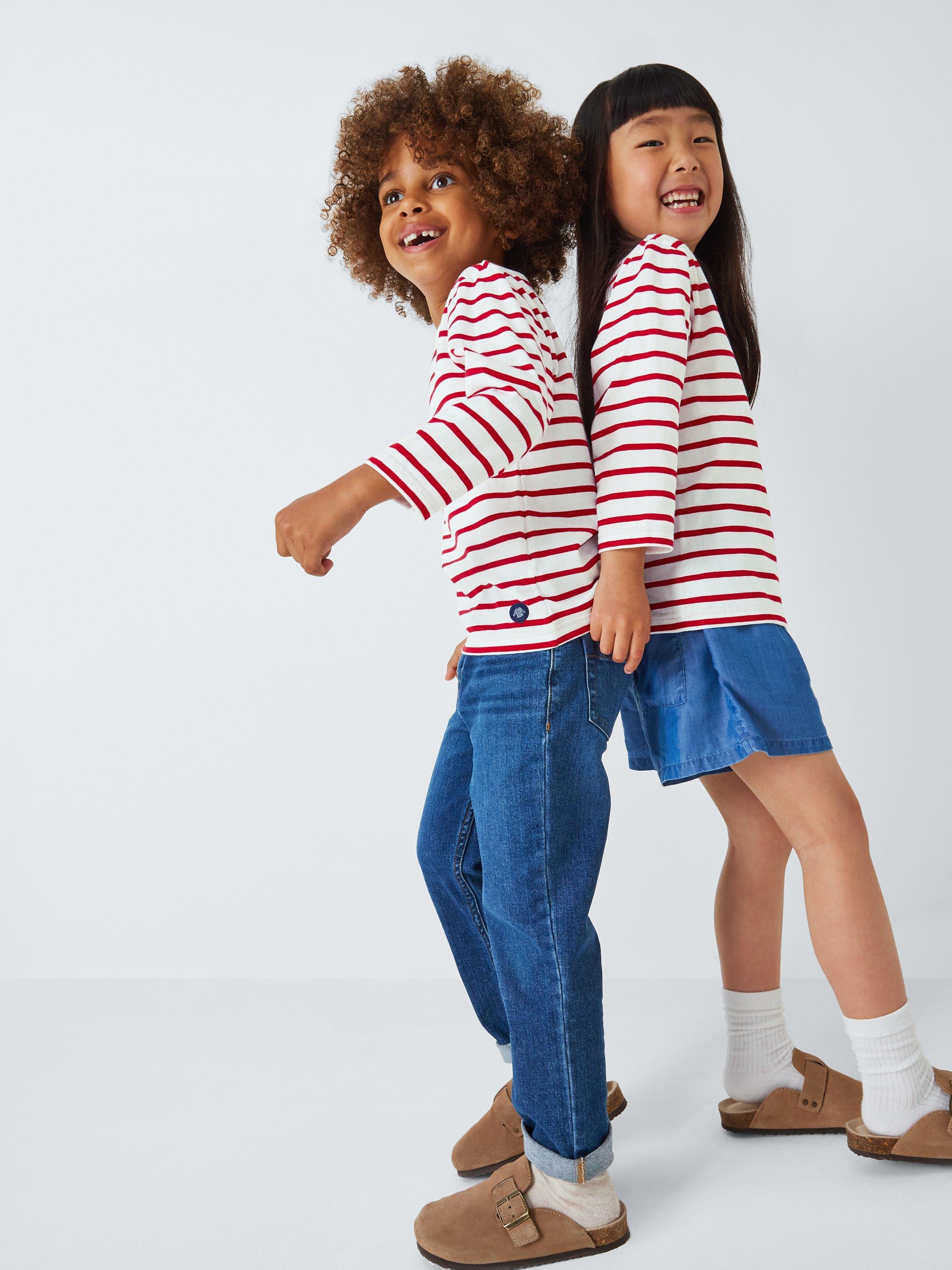 Product image 5 of 10, which shows Armor Lux Kids' Long Sleeve 3/4 Stripe Top, Red/White, 4 years