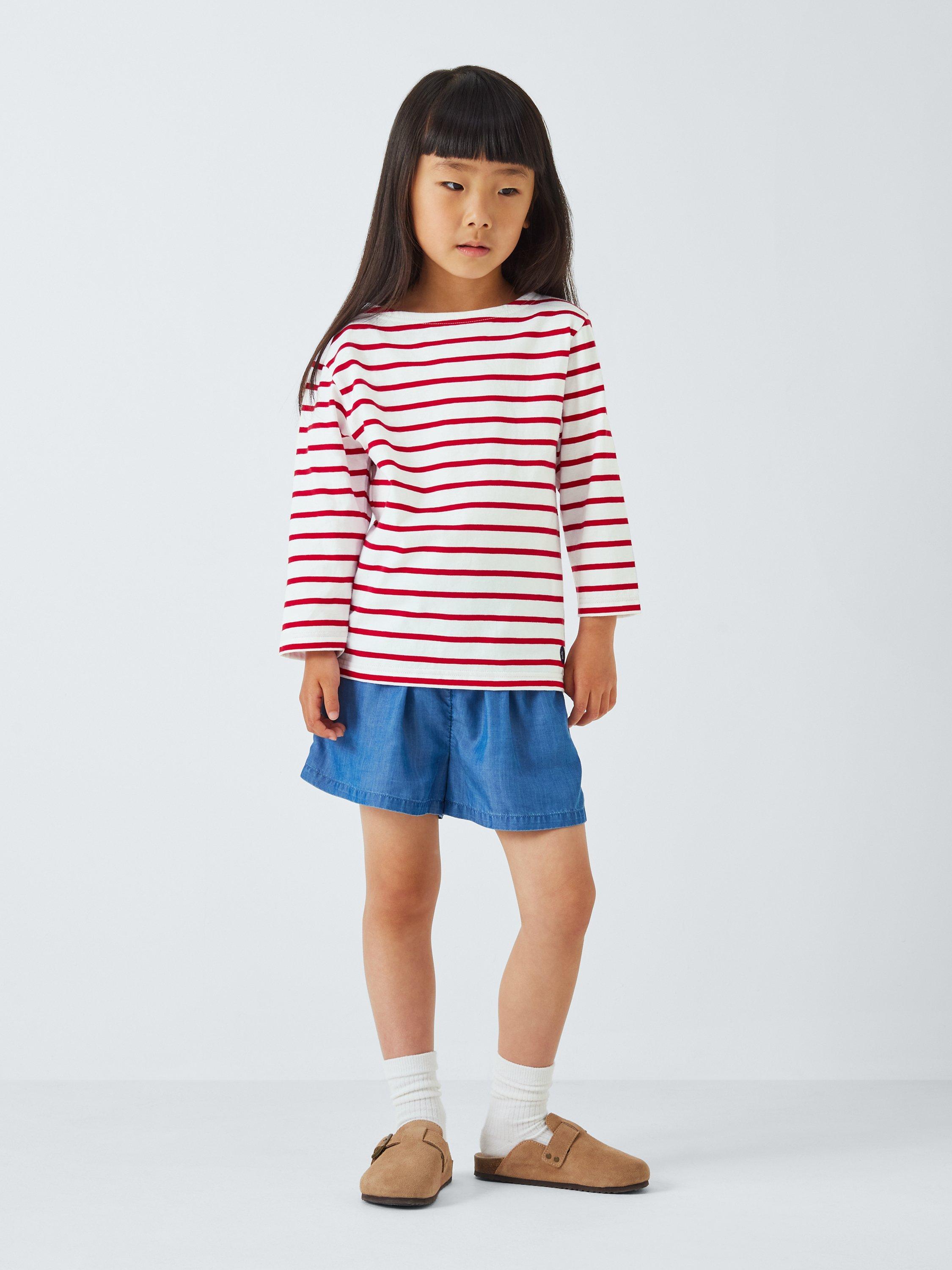 Product image 6 of 10, which shows Armor Lux Kids' Long Sleeve 3/4 Stripe Top, Red/White, 4 years