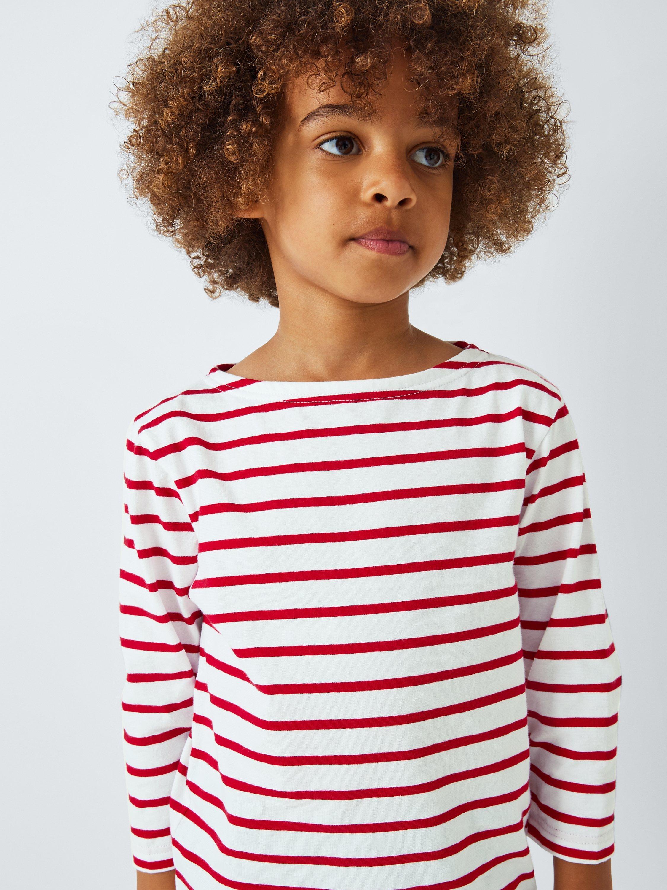 Product image 9 of 10, which shows Armor Lux Kids' Long Sleeve 3/4 Stripe Top, Red/White, 4 years