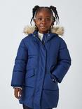 John Lewis Kids' Longline Padded Jacket, Navy Blue