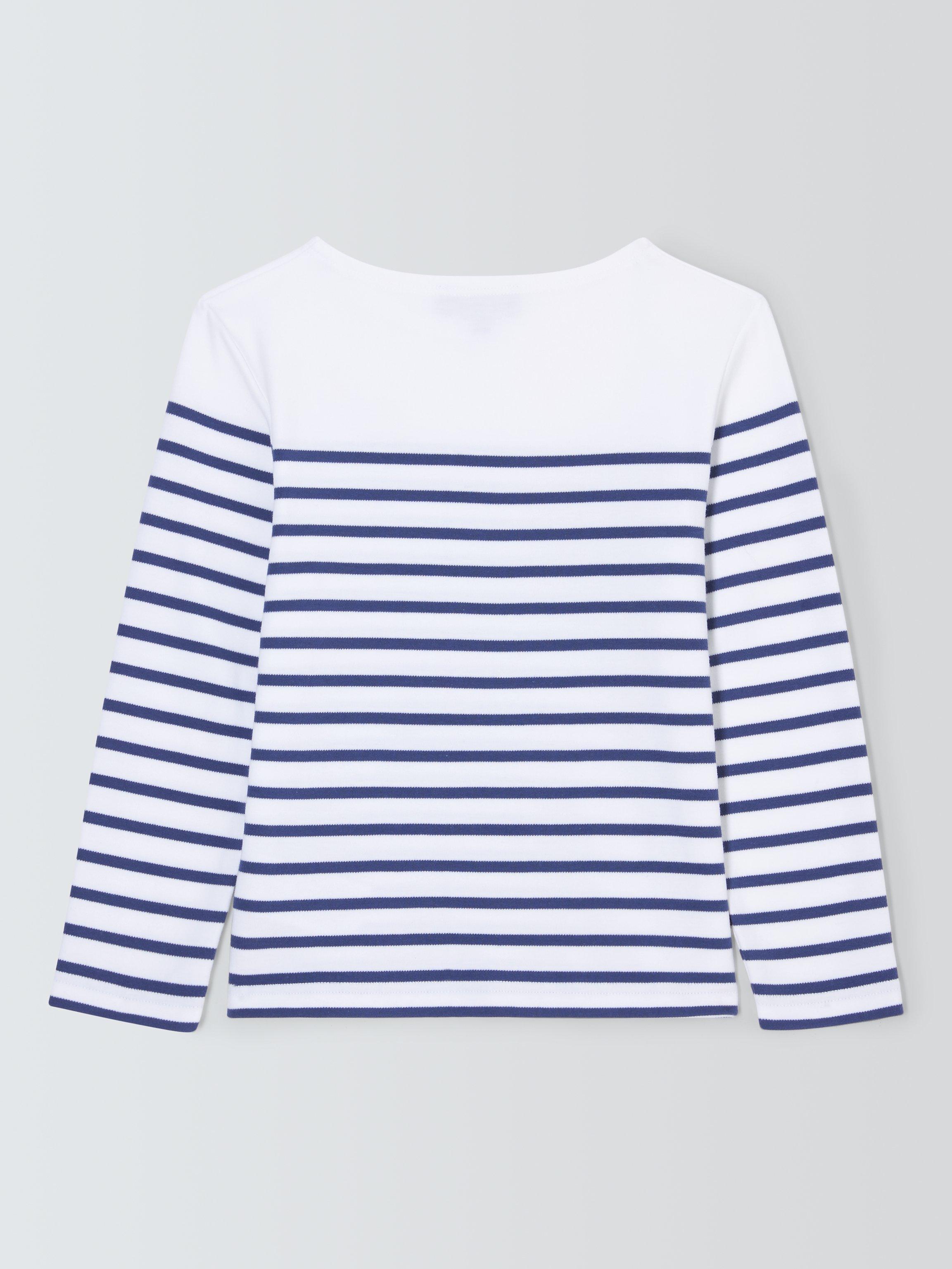 Product image 2 of 3, which shows Armor Lux Kids' Stripe Fish Print Long Sleeve T-Shirt, Blue/White, 4 years