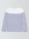 Armor Lux Kids' Stripe Fish Print Long Sleeve T-Shirt, Blue/White