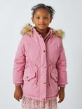 John Lewis Kids' Fleece Lined Parka, Dusty Pink