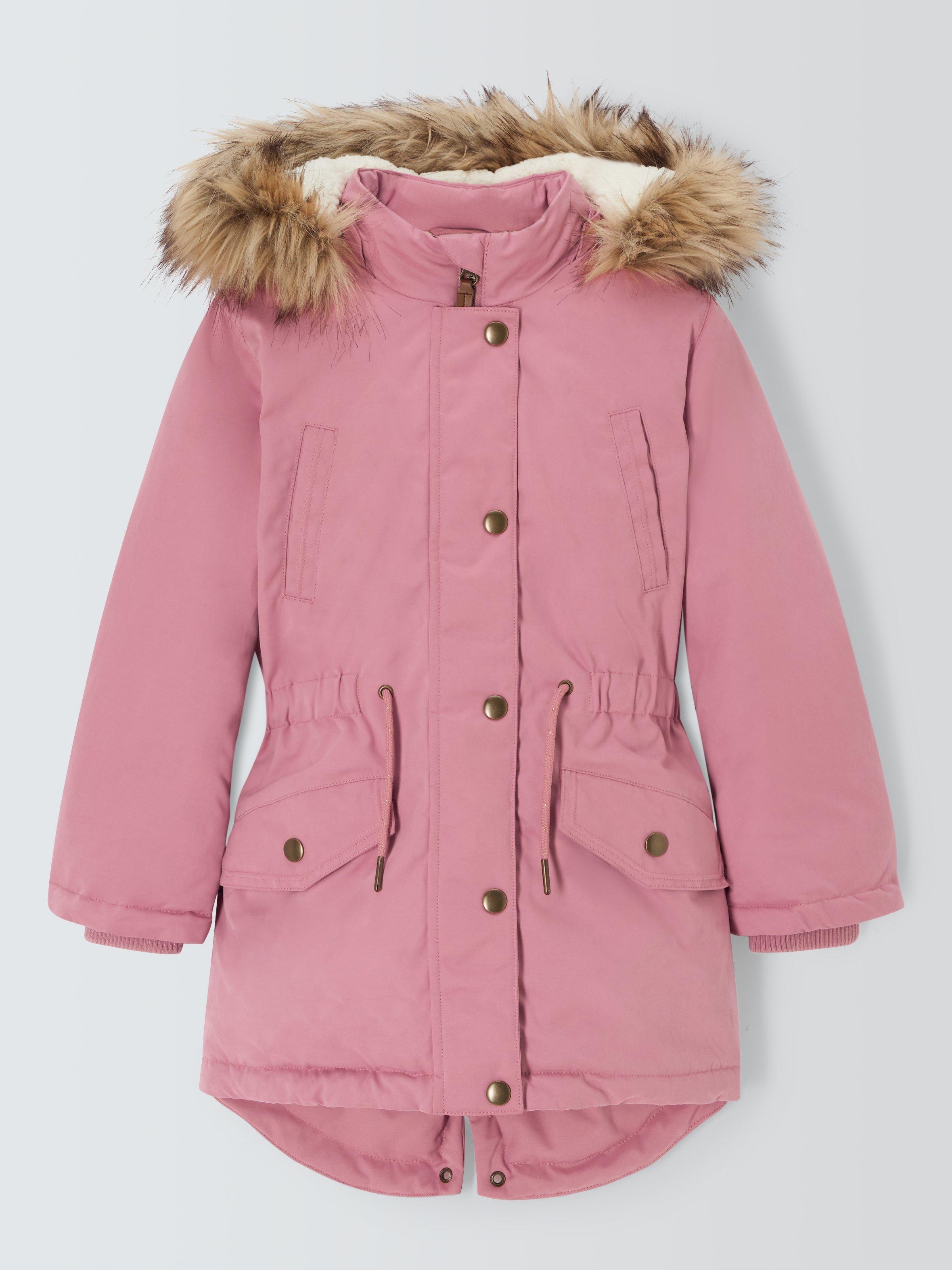 John Lewis Kids Fleece Lined Parka Dusty Pink