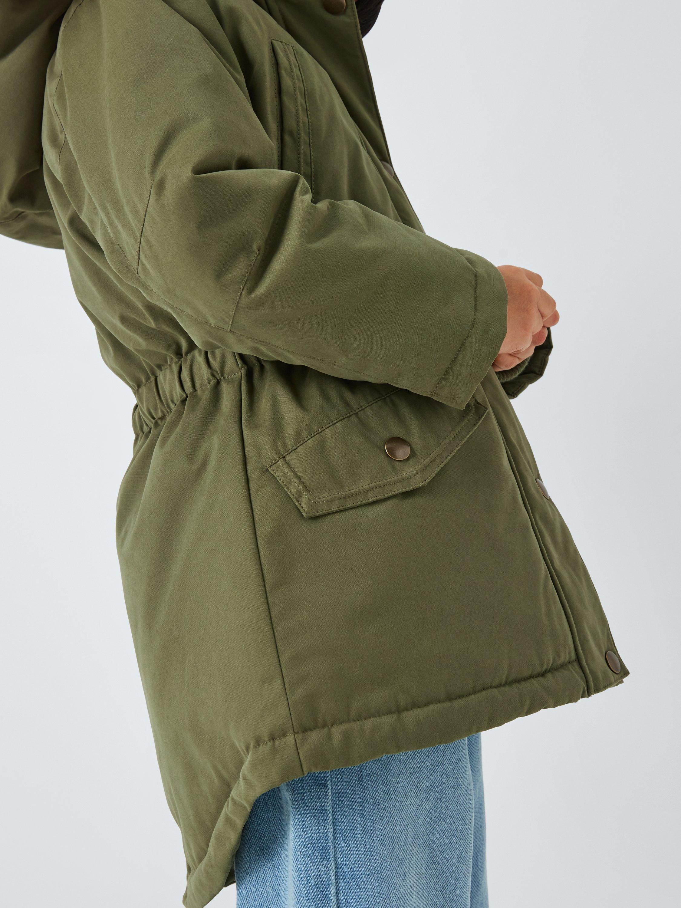 Product image 7 of 7, which shows John Lewis Kids' Faux Fur Hood Parka, Khaki Green, 10 years