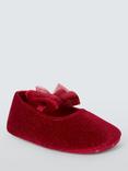 John Lewis Baby Glitter Bow Ballet Pram Shoes and Headband Set, Red