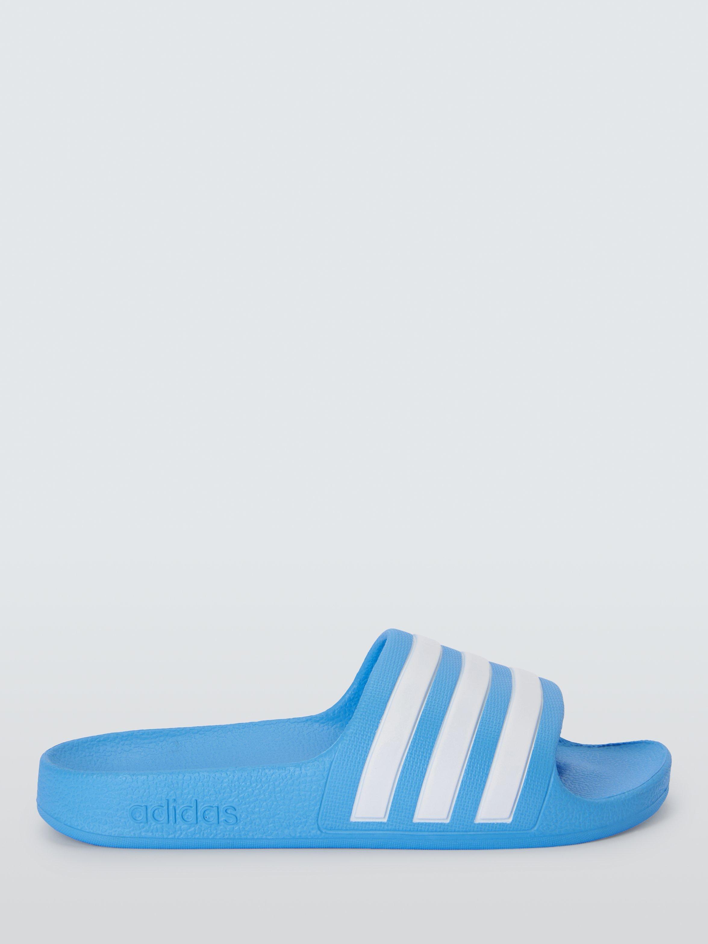 adidas Kids' Adilette Aqua Shower Stripe Sliders, Blue, 1