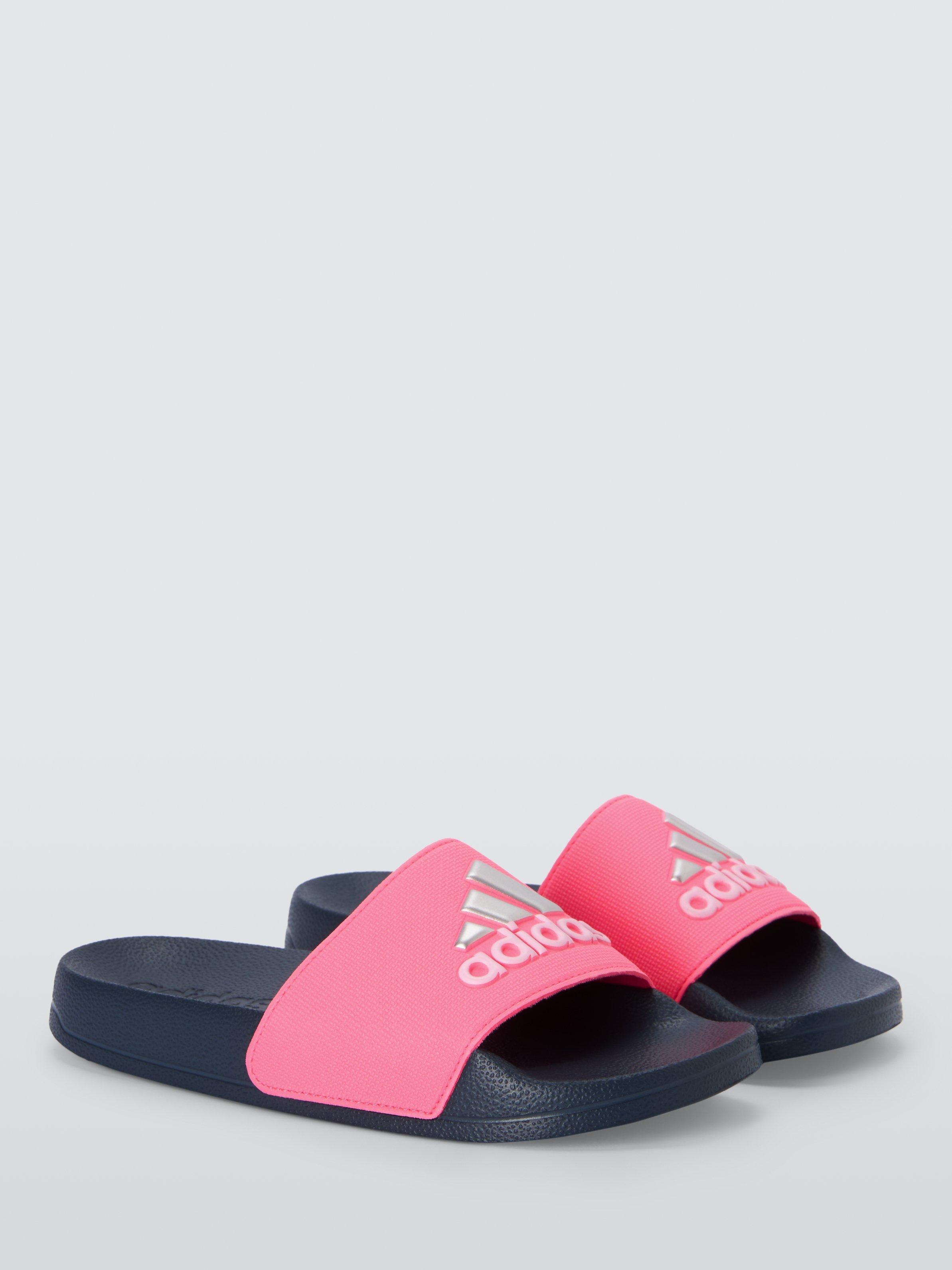 Product image 2 of 4, which shows adidas Kids' Adilette Shower Logo 3 Stripes Sliders, Pink, 2