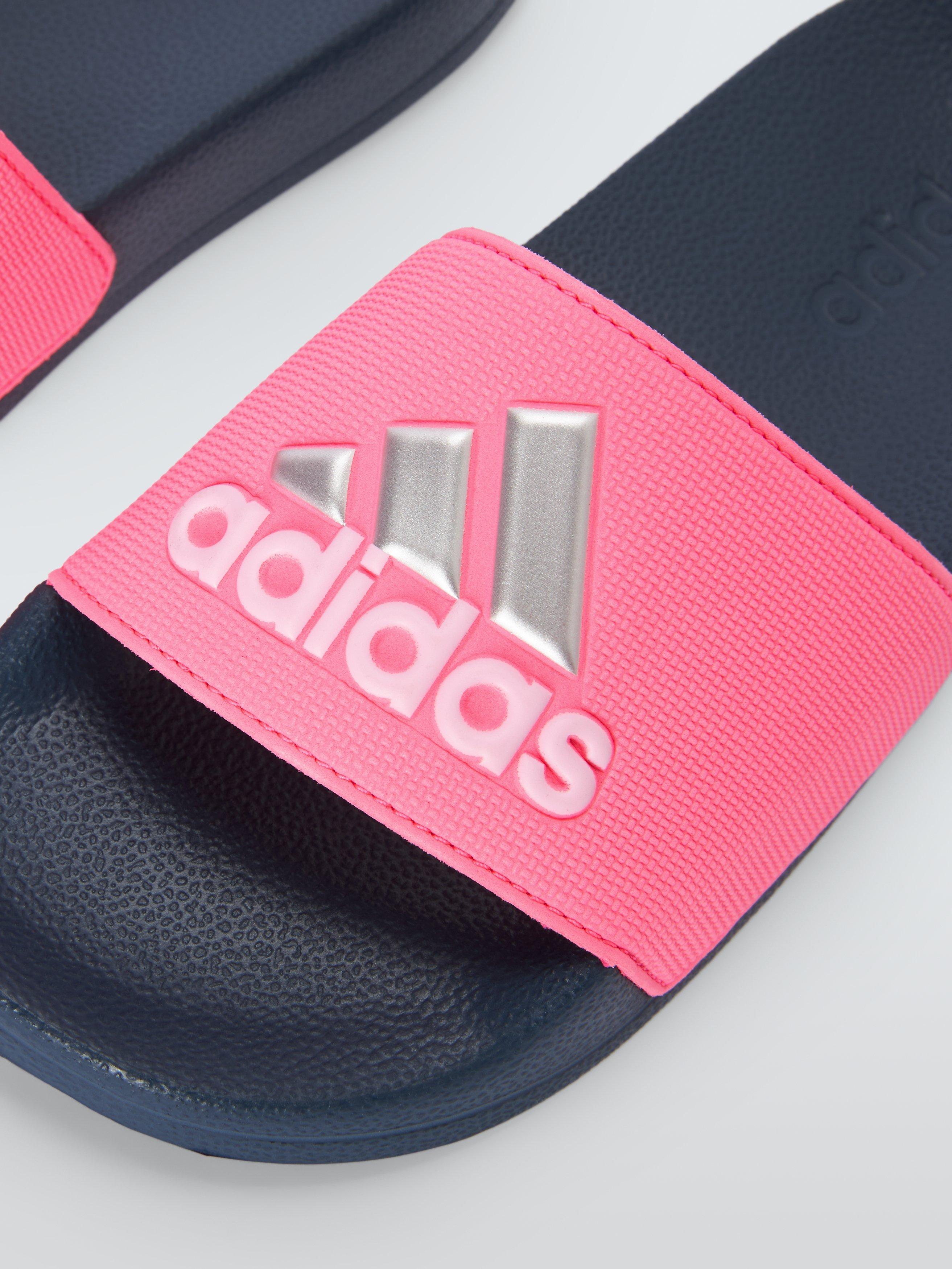 Product image 3 of 4, which shows adidas Kids' Adilette Shower Logo 3 Stripes Sliders, Pink, 2