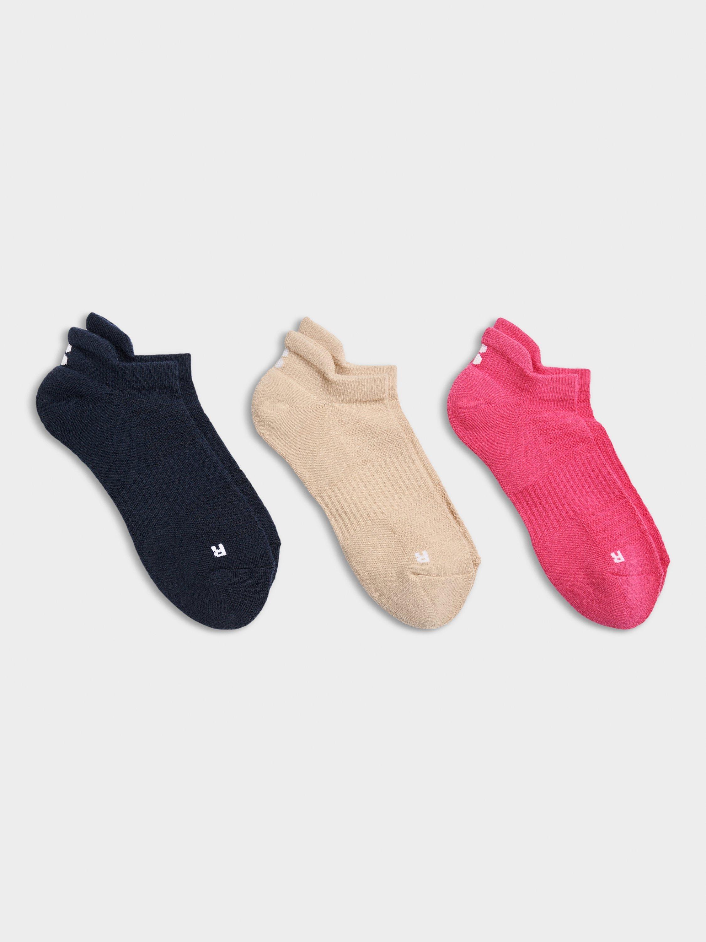 Sweaty Betty Workout Organic Cotton Rich Trainer Socks, Pack of 3, Navy/Multi, One Size