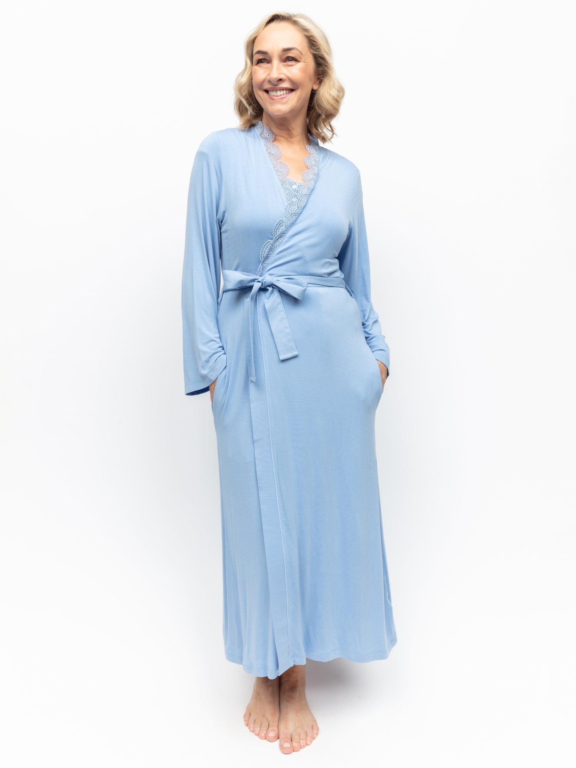 Product image 2 of 4, which shows Cyberjammies Selena Jersey Long Dressing Gown, Blue, 28