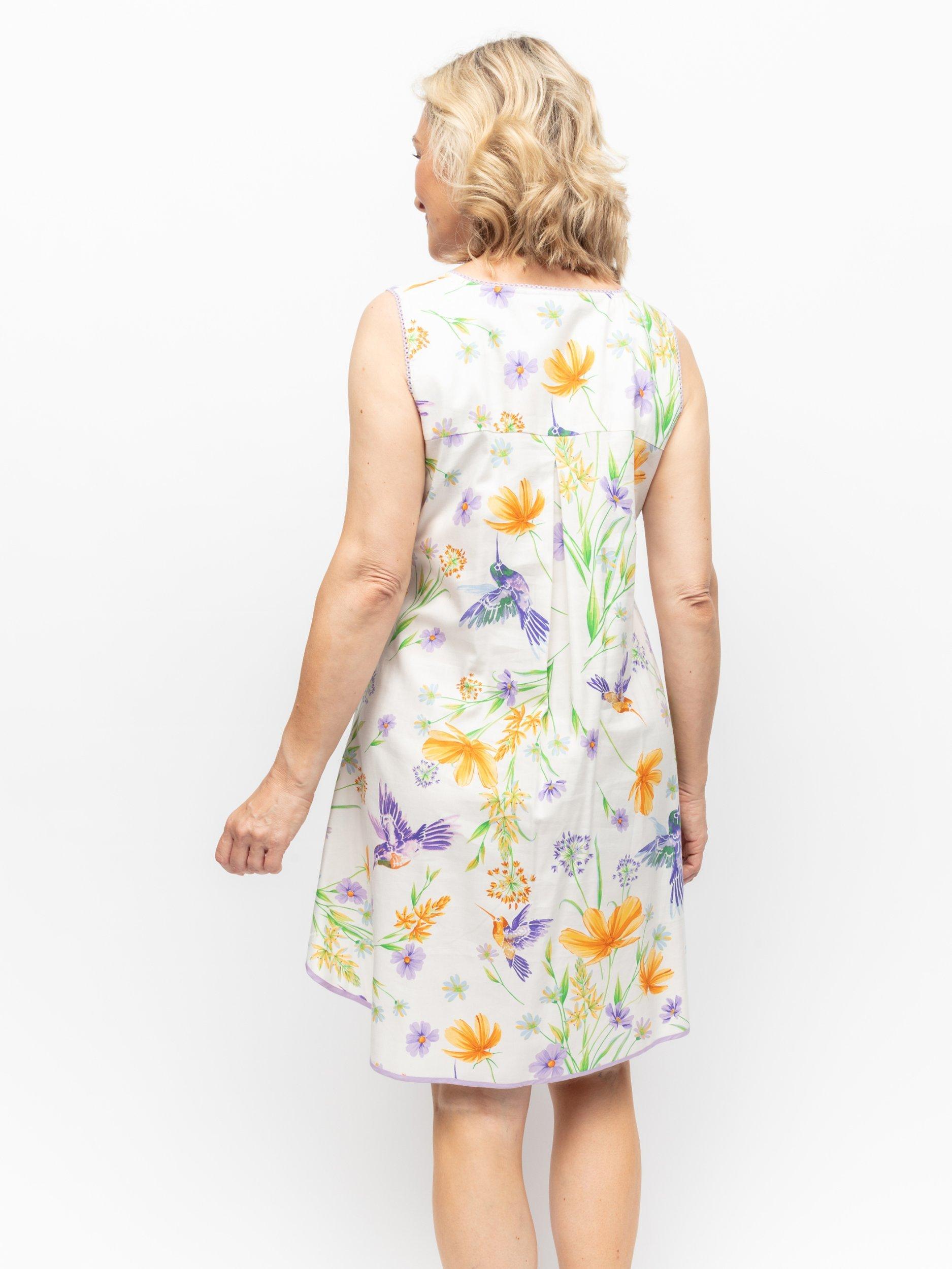 Product image 3 of 4, which shows Cyberjammies Lorelei Hummingbird Print Swing Nightdress, Cream/Multi, 28