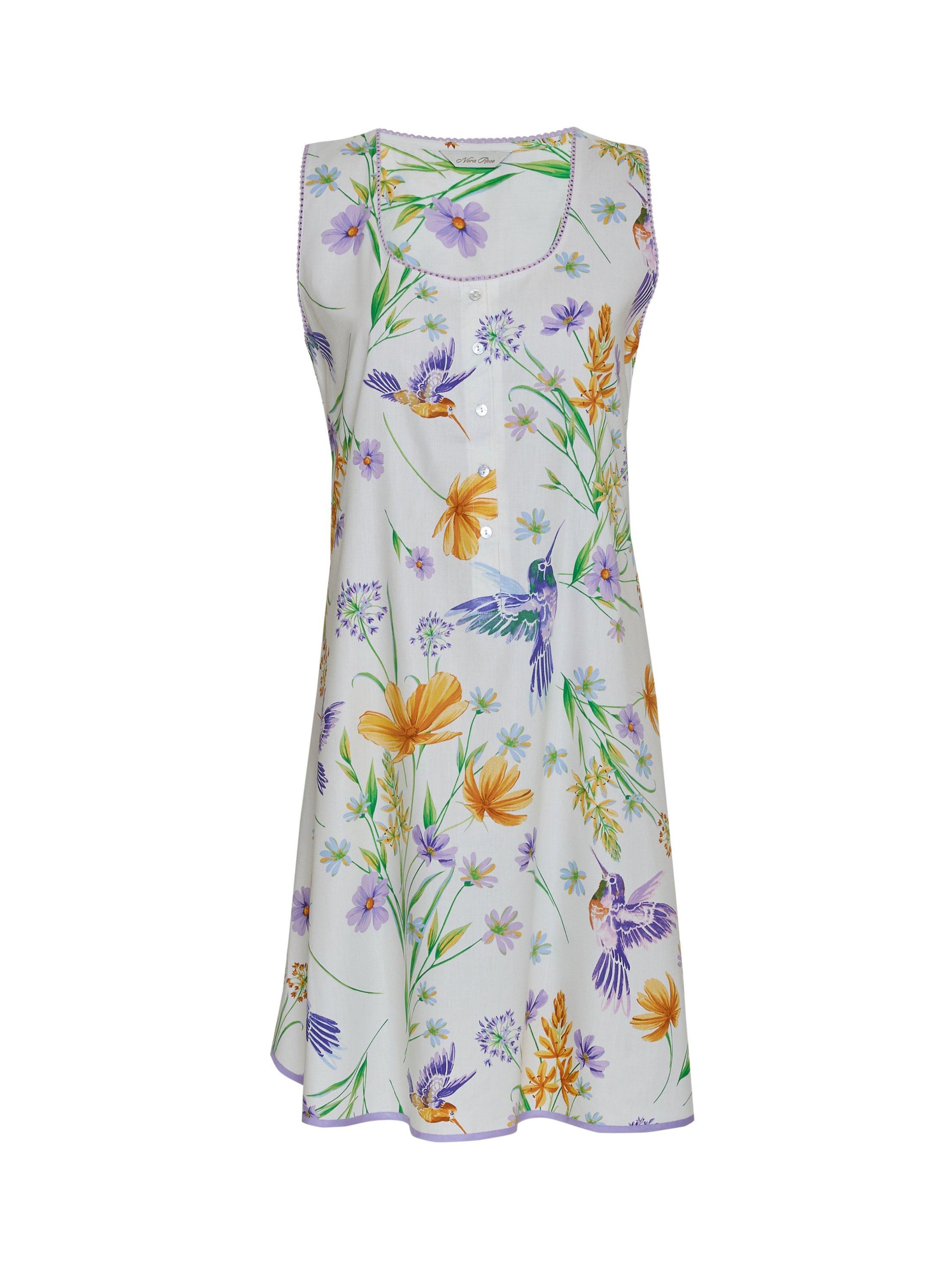 Product image 4 of 4, which shows Cyberjammies Lorelei Hummingbird Print Swing Nightdress, Cream/Multi, 28