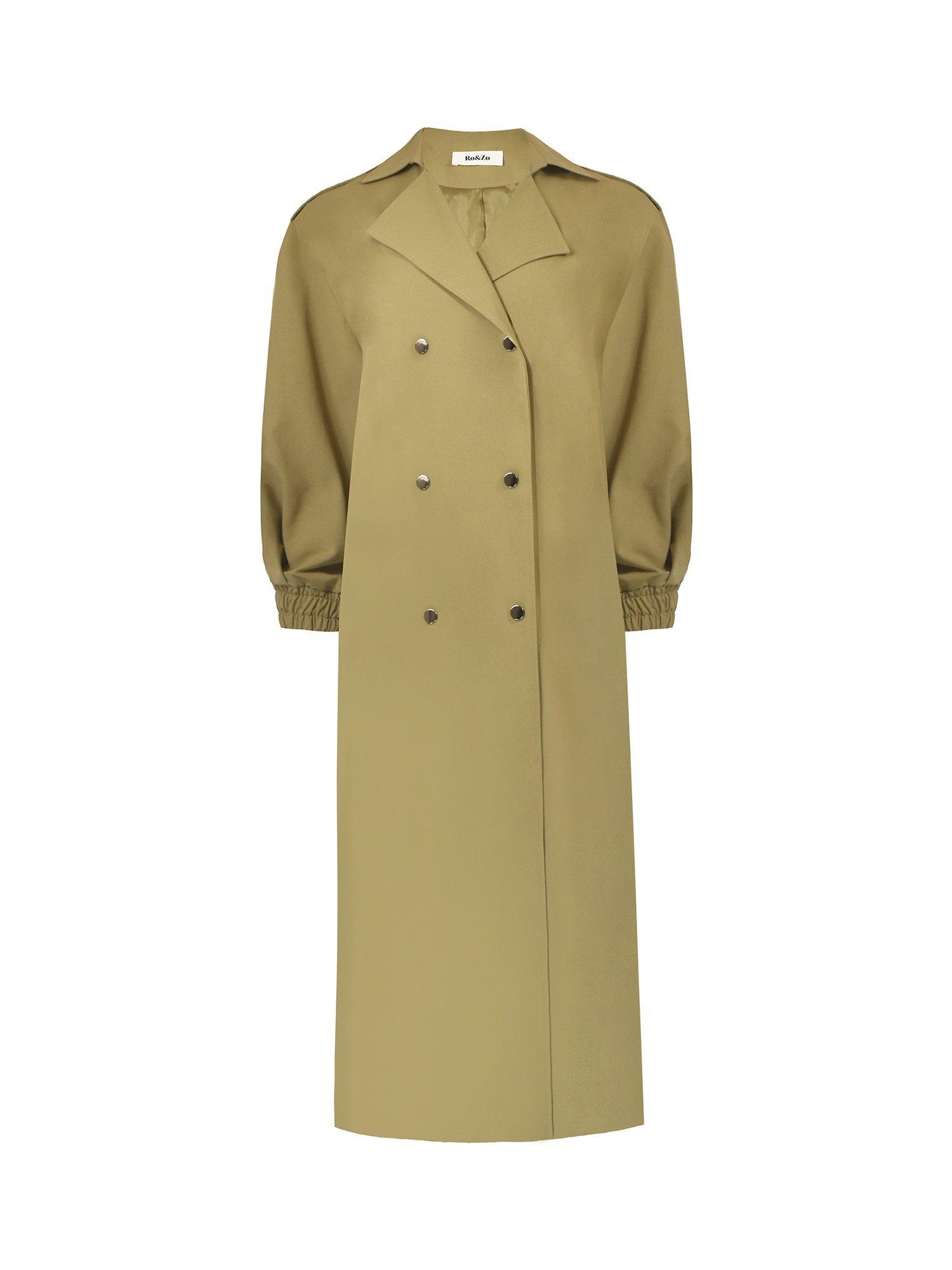 Product image 11 of 11, which shows Ro&Zo Olive Belted Trench Coat, Green, 10