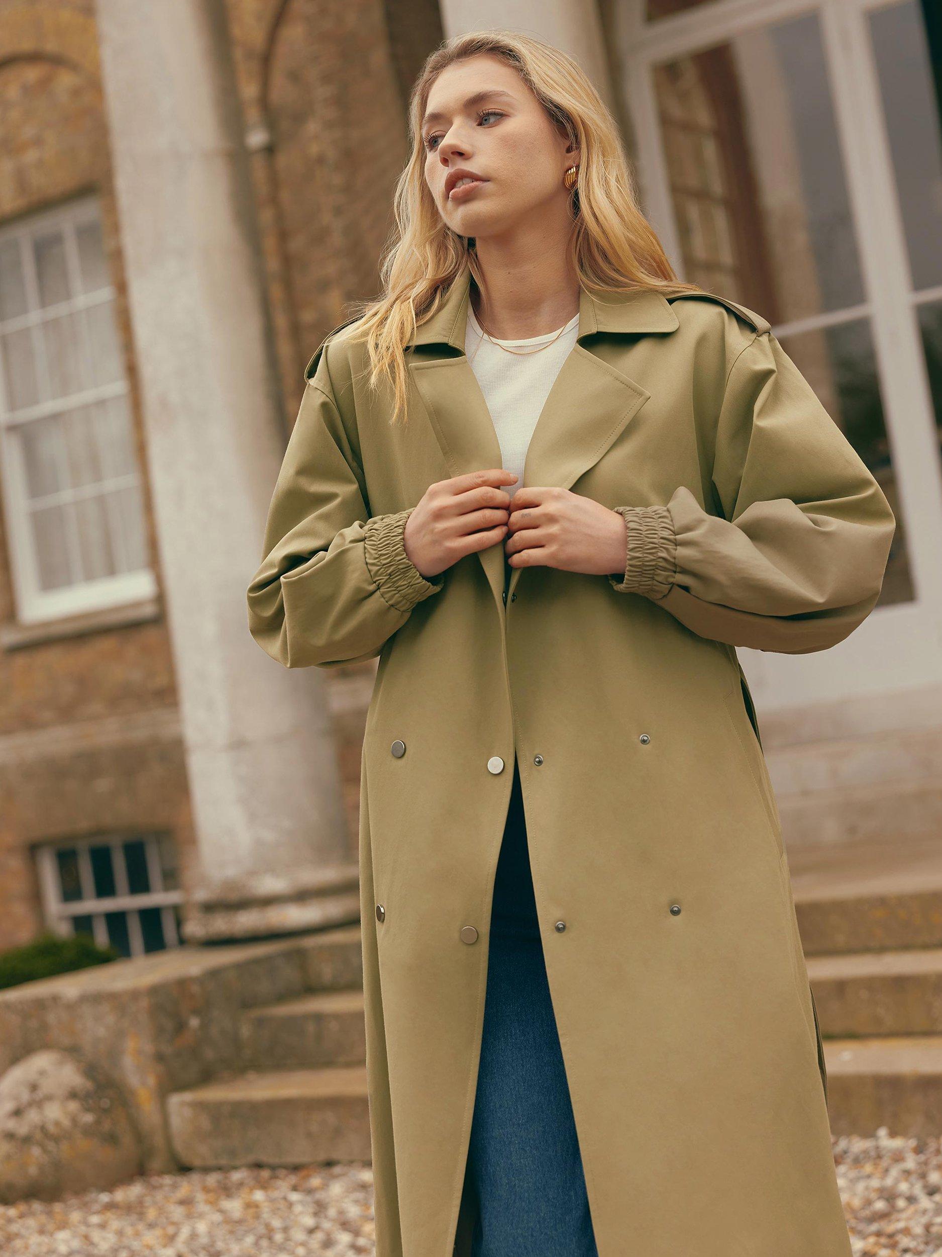 Product image 3 of 11, which shows Ro&Zo Olive Belted Trench Coat, Green, 10