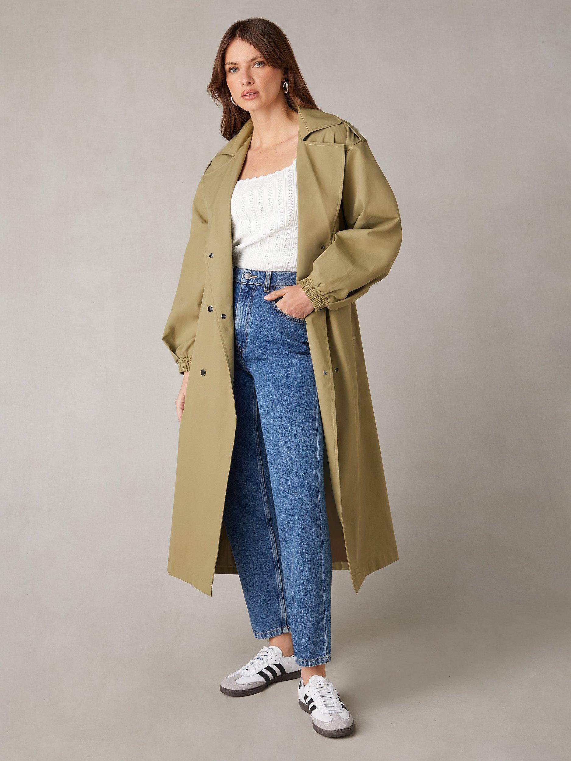 Product image 4 of 11, which shows Ro&Zo Olive Belted Trench Coat, Green, 10