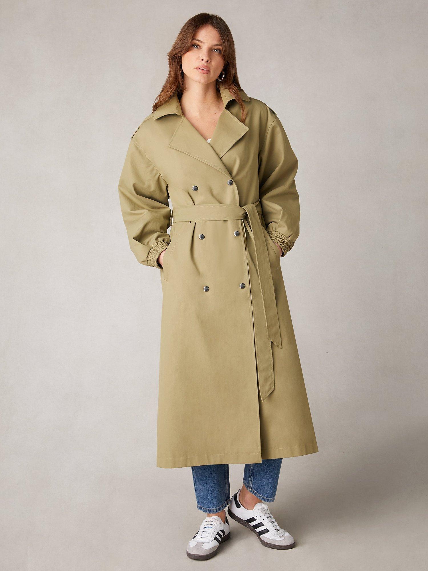Product image 5 of 11, which shows Ro&Zo Olive Belted Trench Coat, Green, 10