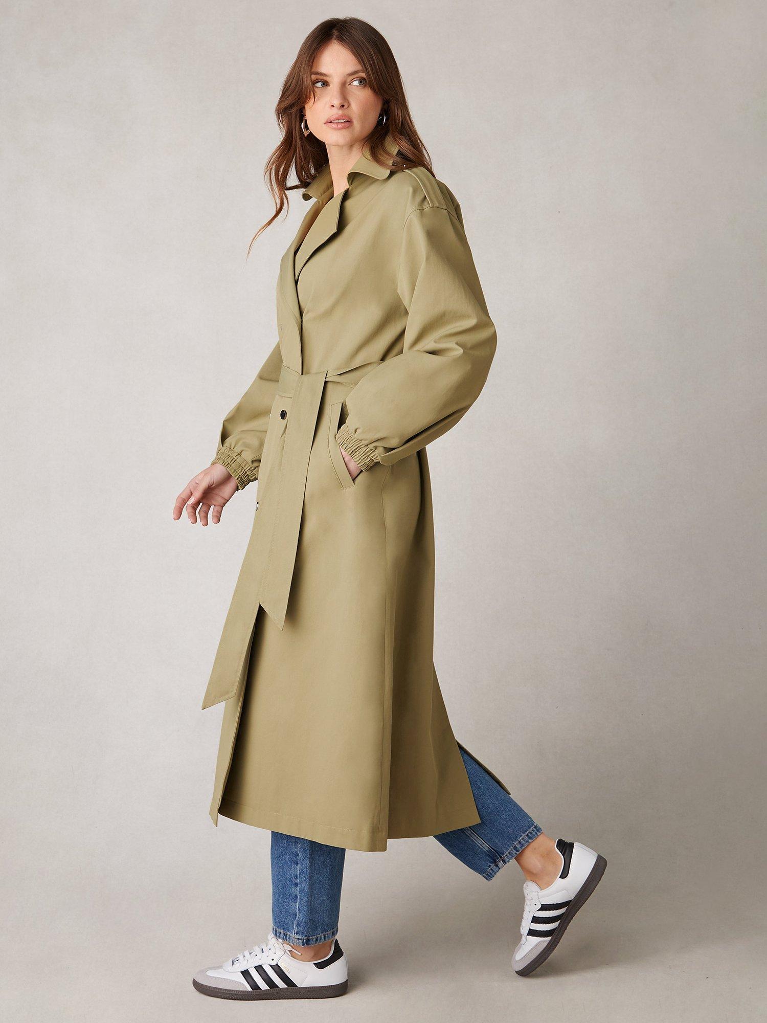 Product image 6 of 11, which shows Ro&Zo Olive Belted Trench Coat, Green, 10