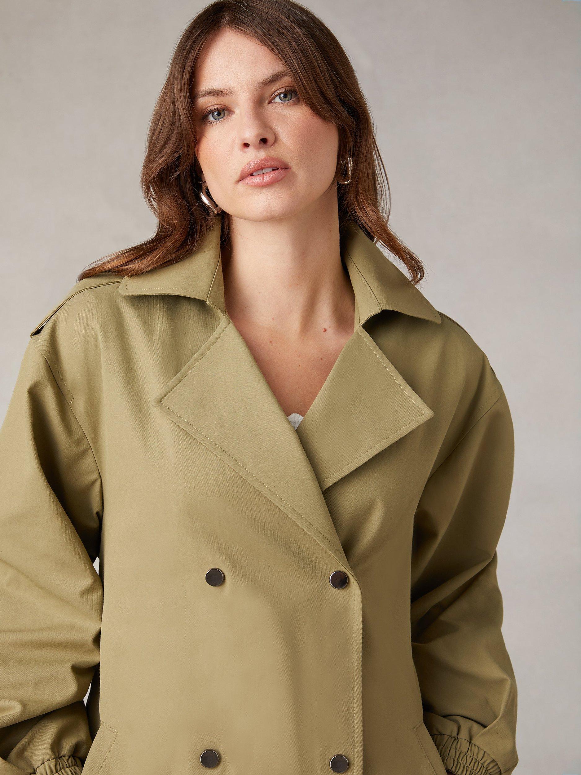 Product image 7 of 11, which shows Ro&Zo Olive Belted Trench Coat, Green, 10