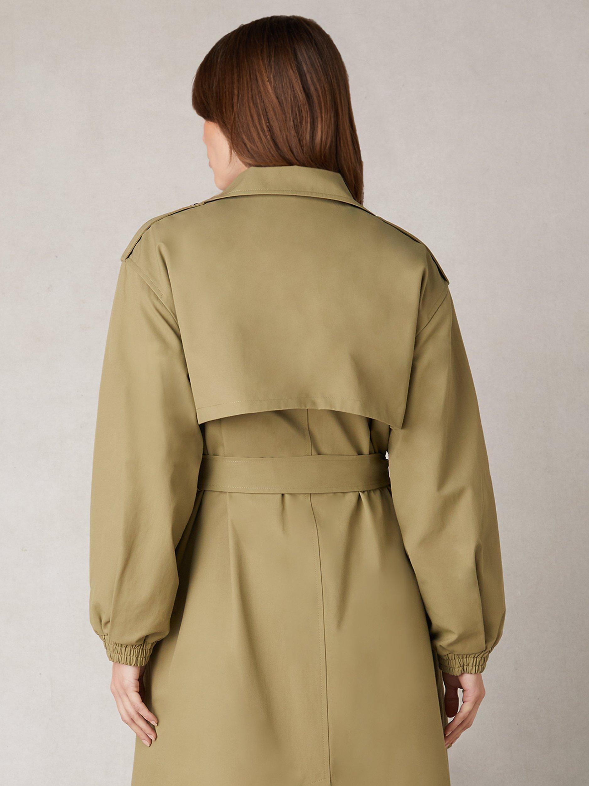 Product image 10 of 11, which shows Ro&Zo Olive Belted Trench Coat, Green, 10