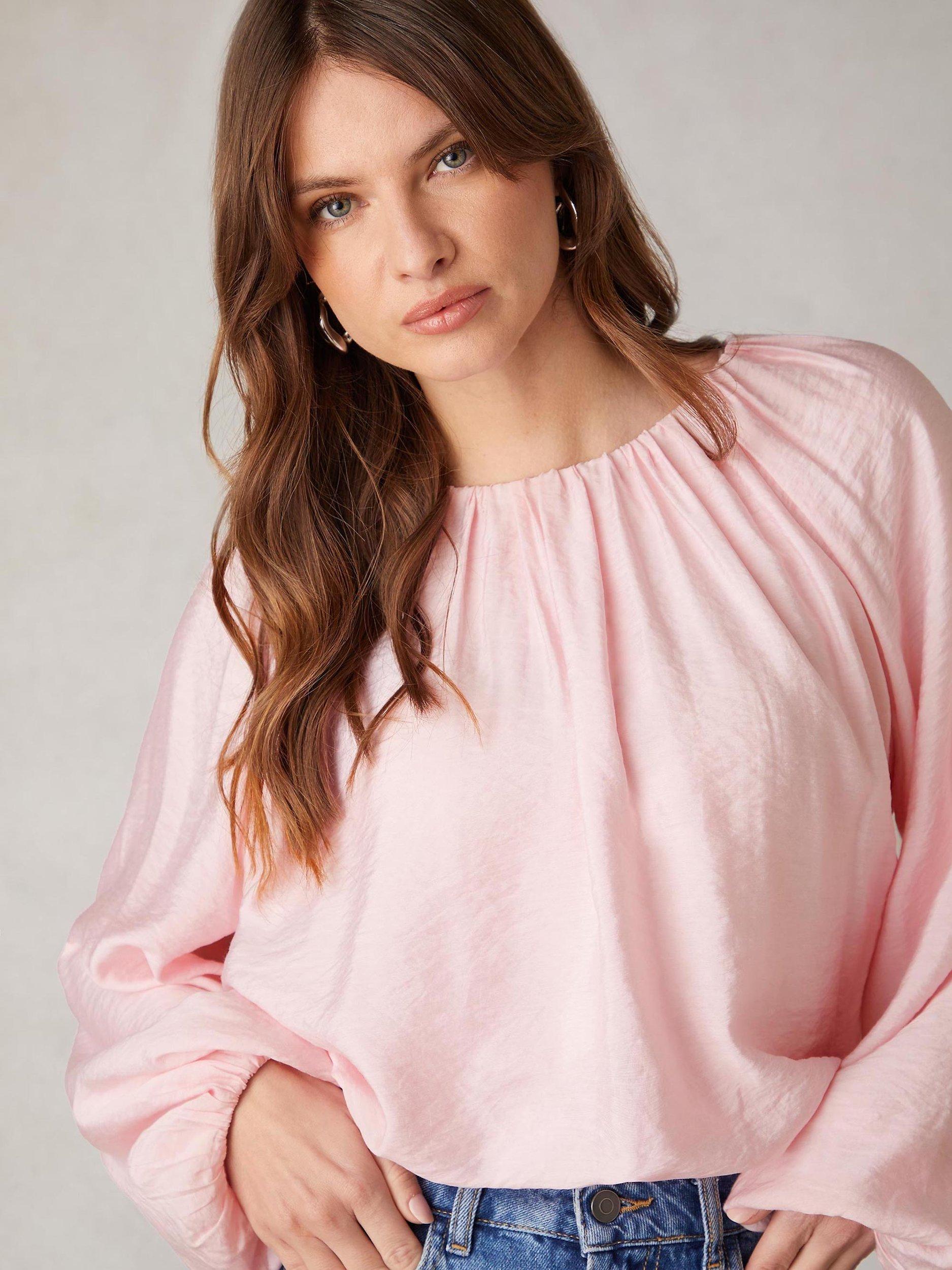 Ro&Zo Blouson Sleeve Bubble Hem Top, Pink