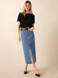 Ro&Zo Denim Midi Skirt, Blue