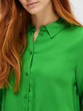 SELECTED FEMME Lena Long Sleeve Satin Shirt, Classic Green