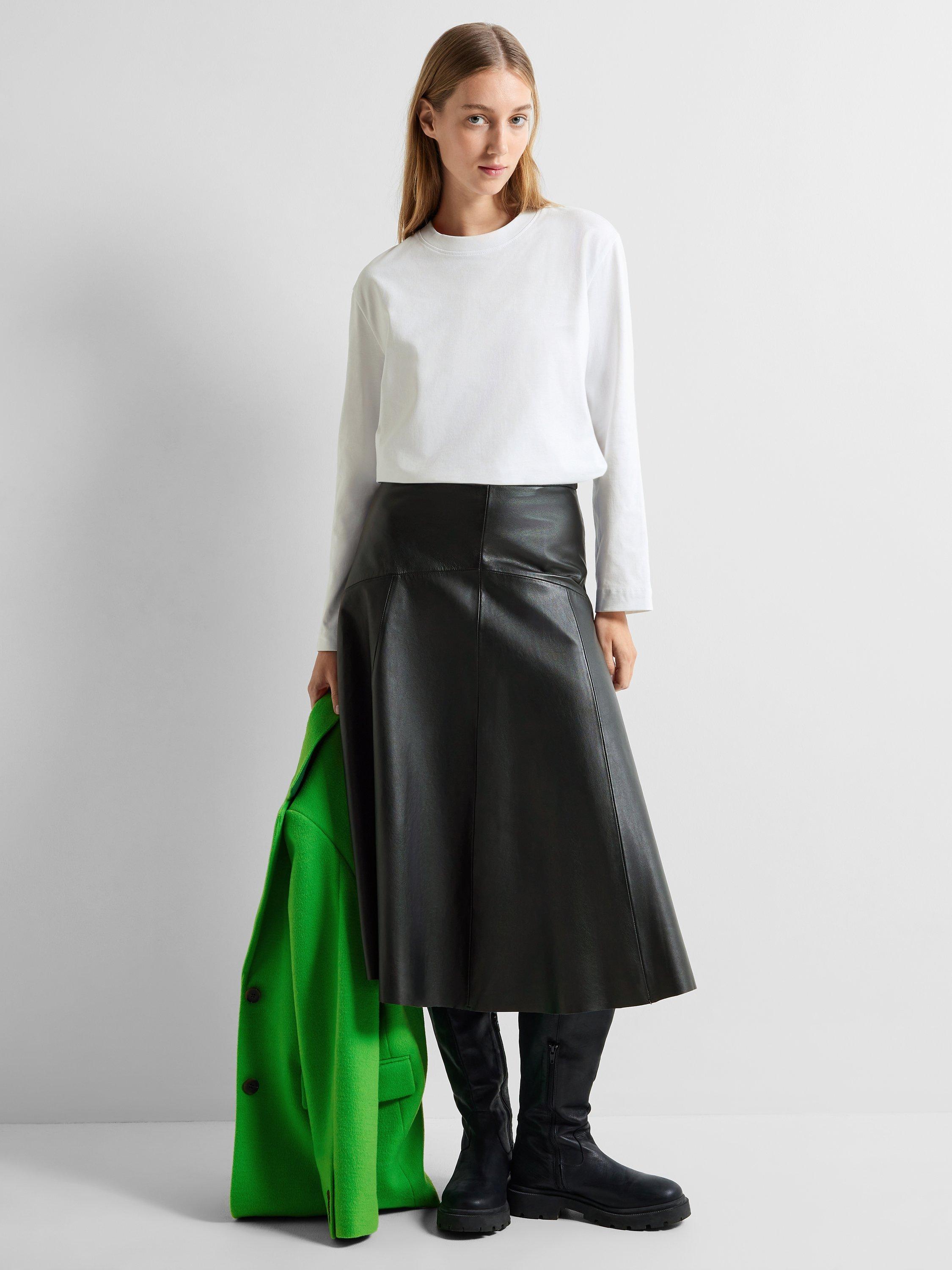 SELECTED FEMME Leather Midi Skirt Black