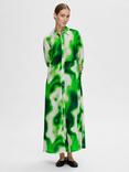 SELECTED FEMME Claudine Abstract Print Maxi Shirt Dress, Green/Multi