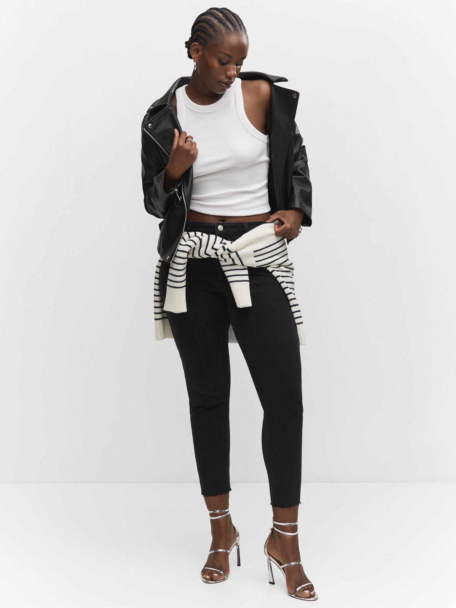 Product image 7 of 8, which shows Mango Liz Faux Leather Biker Jacket, Black, M