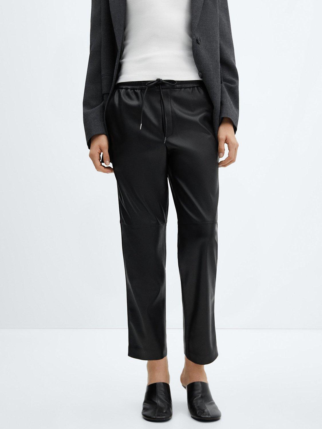 Product image 1 of 8, which shows Mango Apple Faux Leather Trousers, Black, L