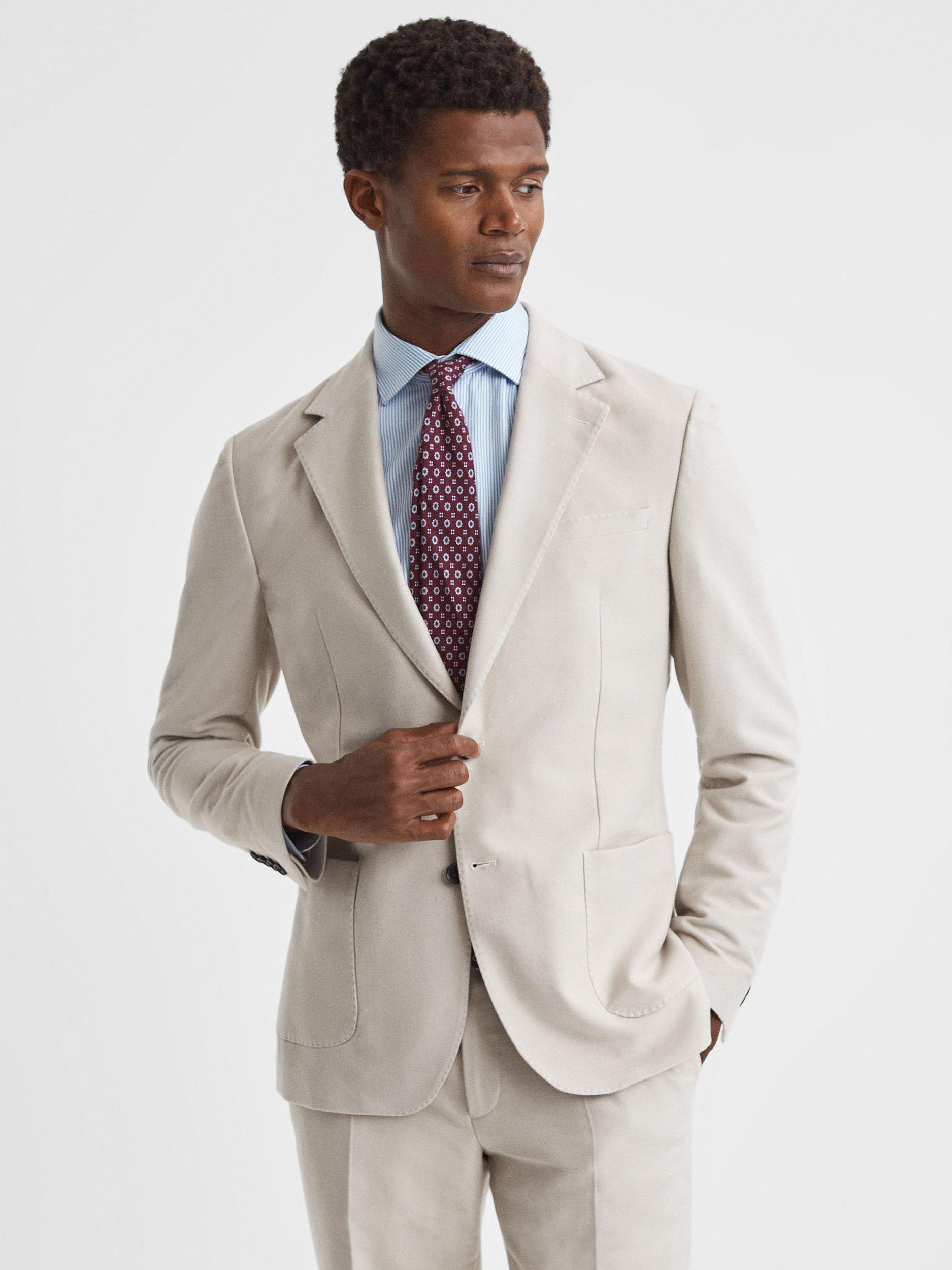 Reiss Grove Single Breasted Moleskin Jacket, Stone