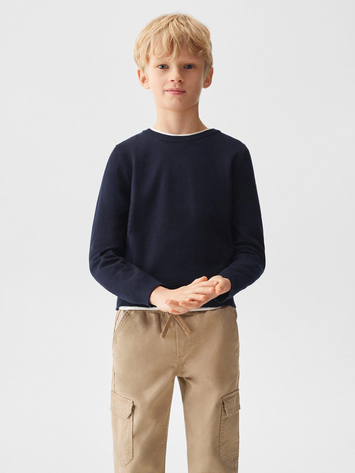 Mango Kids' Hugo Fine Knit Jumper, Navy