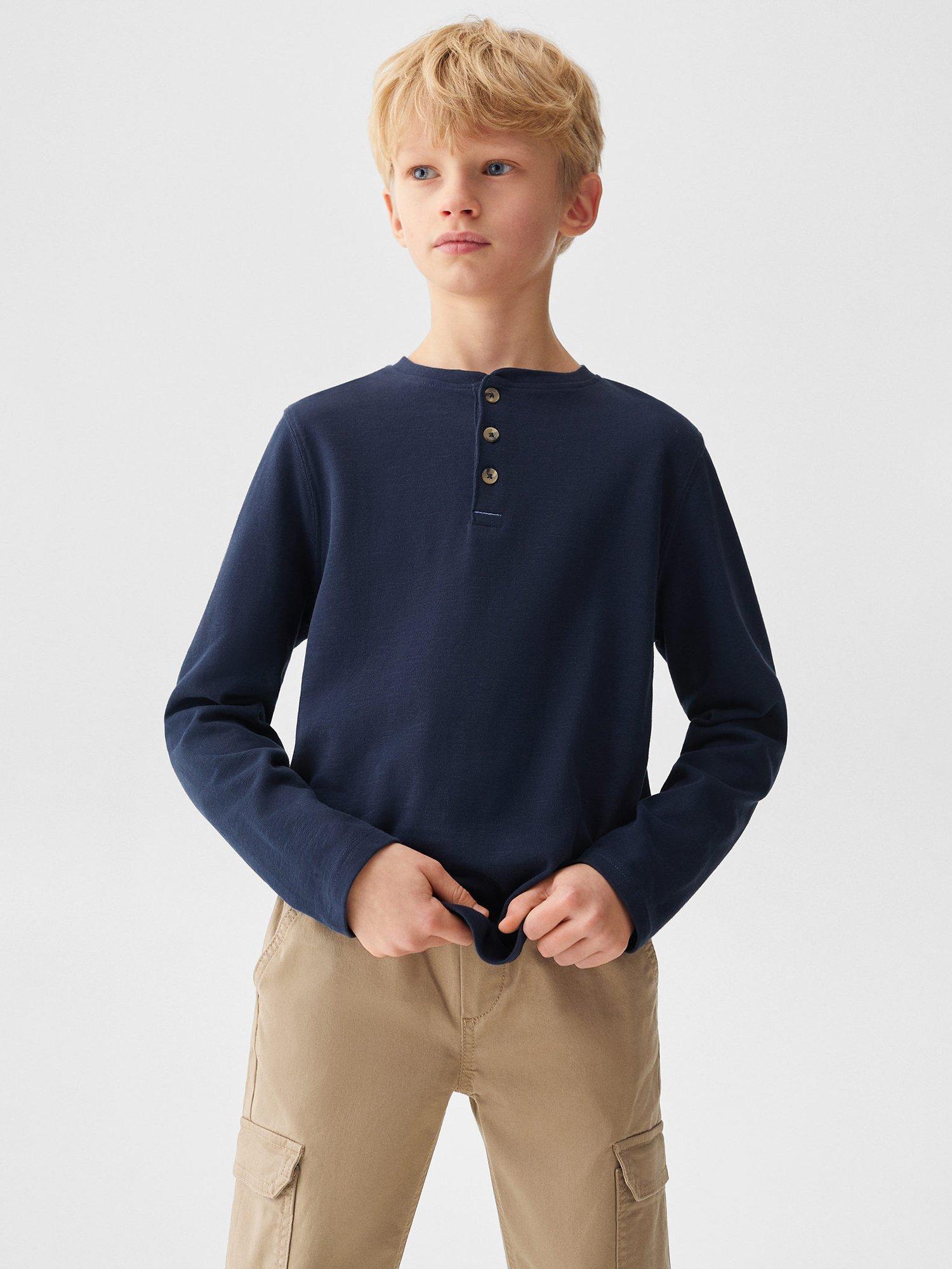 Mango Kids' Henley Buttoned Long Sleeve T-Shirt
