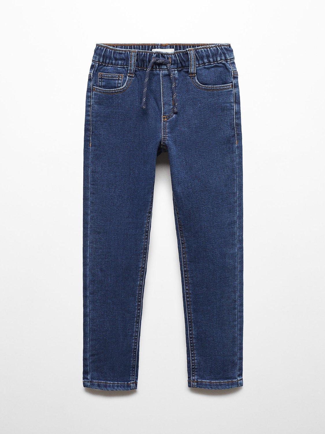 Mango Kids' Comfy Drawstring Waist Jeans, Open Blue