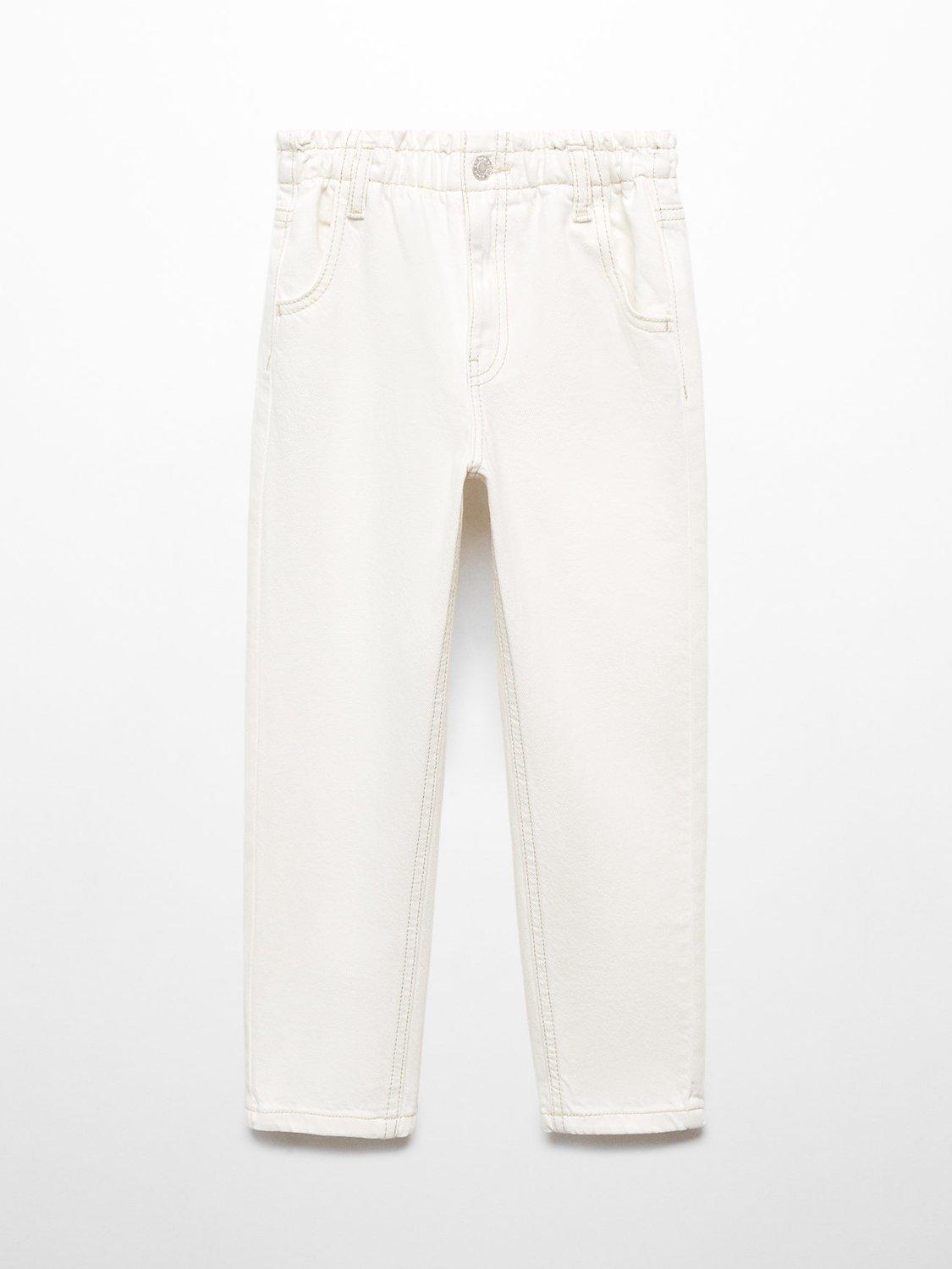 Mango Kids'  Paperbag Jeans, White