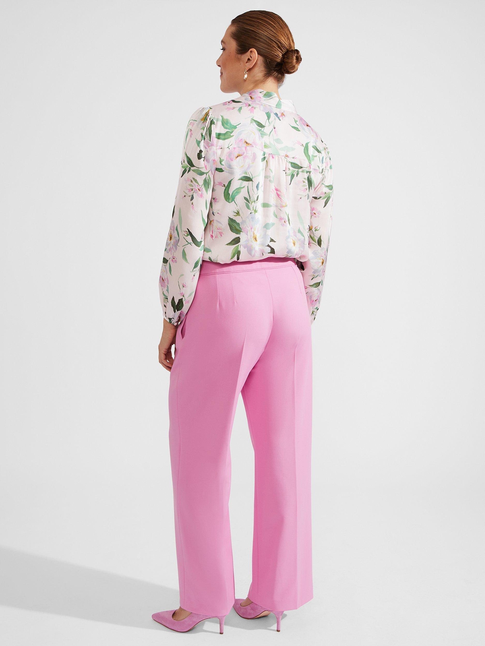 Product image 2 of 6, which shows Hobbs Felicity Wide Leg Trousers, Carnation Pink, 10