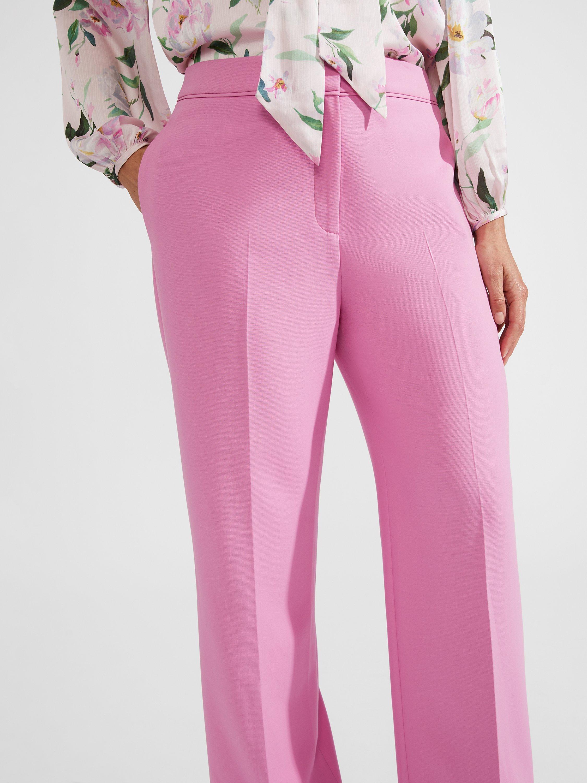 Product image 3 of 6, which shows Hobbs Felicity Wide Leg Trousers, Carnation Pink, 10