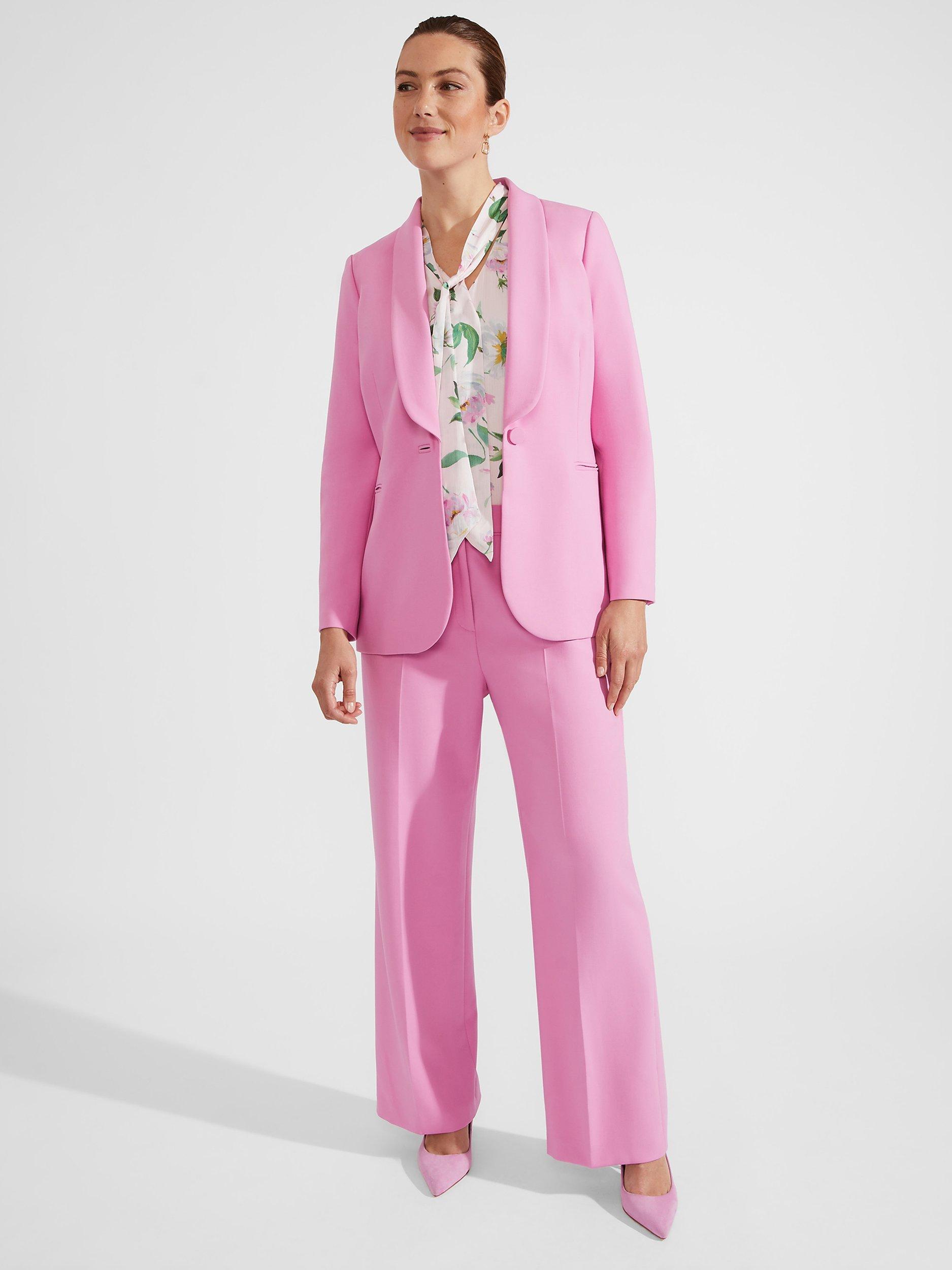 Product image 5 of 6, which shows Hobbs Felicity Wide Leg Trousers, Carnation Pink, 10
